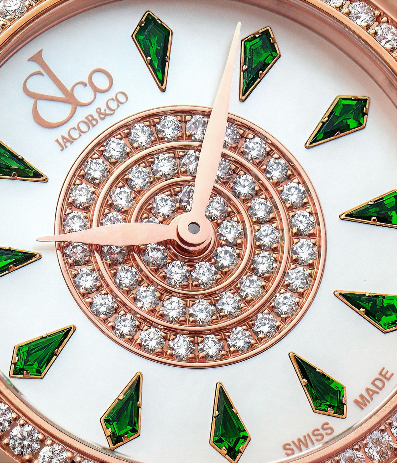 Jacob & Co. Brilliant One Row Rose Gold Tsavorites 38mm